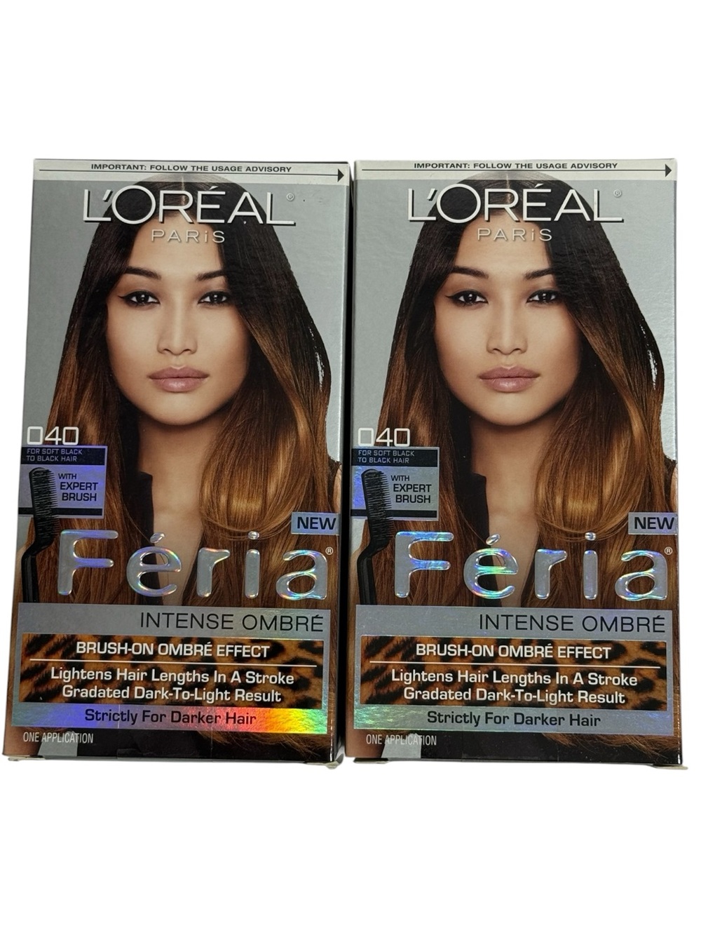 L'Oreal Feria Intense Ombre Brush-On Ombre
Effect 040 Soft Black to Black Hair 2